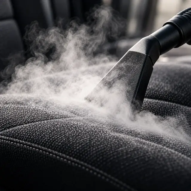 Steam nozzle cleaning fabric car upholstery