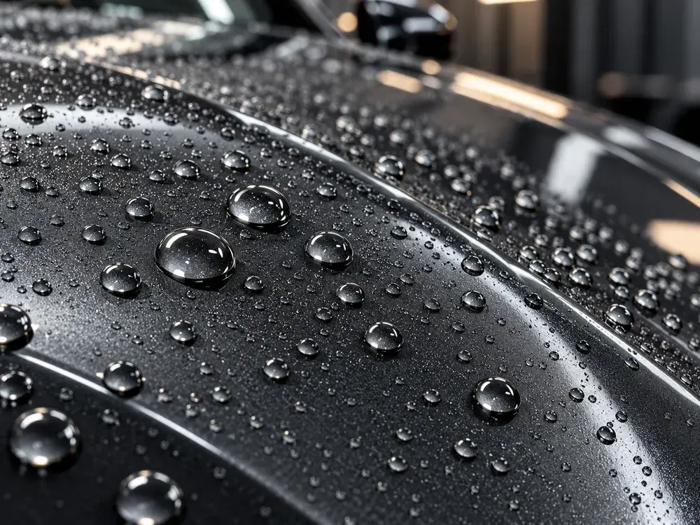 Water beading on coated paint
